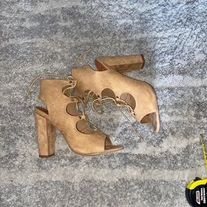 Beige bootie heels size 6 1/2